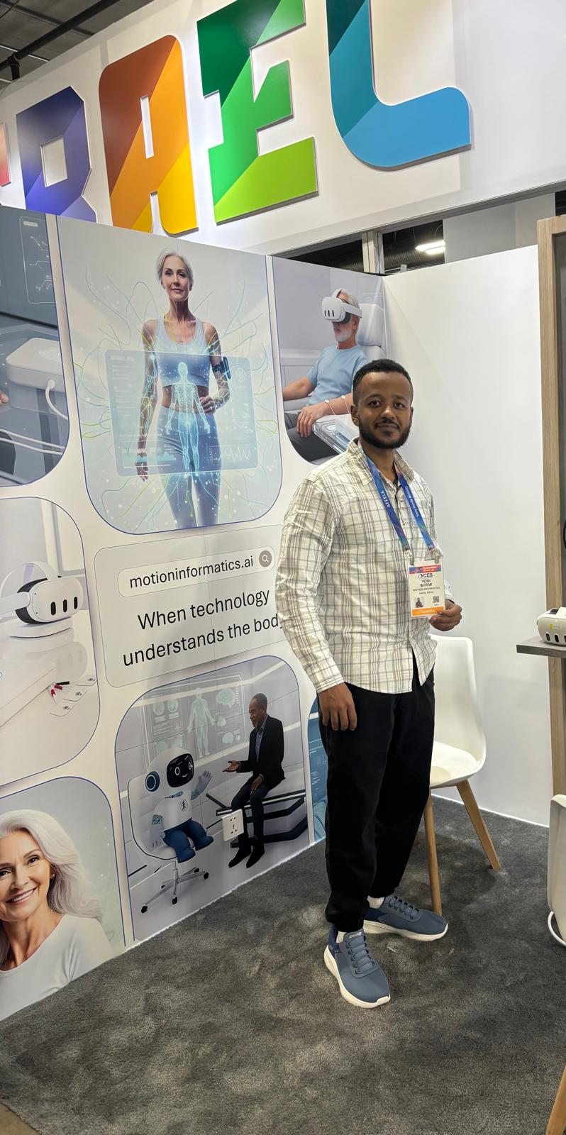 Yonatan at the Motion Informatics booth at CES.